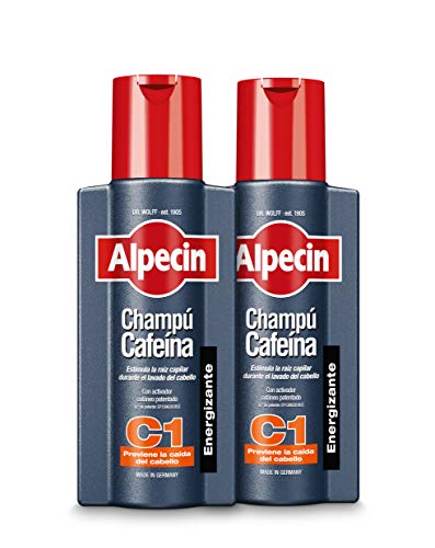 Alpecin Champú Cafeína C1 2x 250ml | Champu anticaida hombre y con cafeina | Tratamiento para la caida del cabello | Alpecin Shampoo Anti Hair Loss Treatment Men